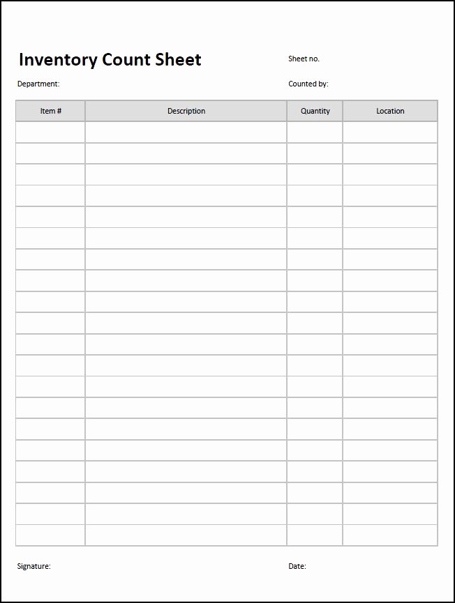 Printable Inventory List Template New Inventory Count Sheet Template