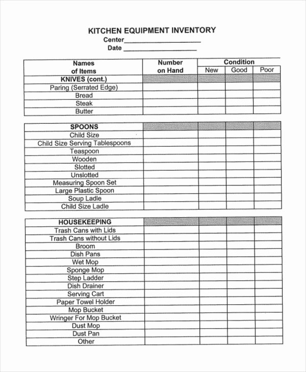 Printable Inventory List Template Unique 13 Food Inventory Templates Doc Pdf