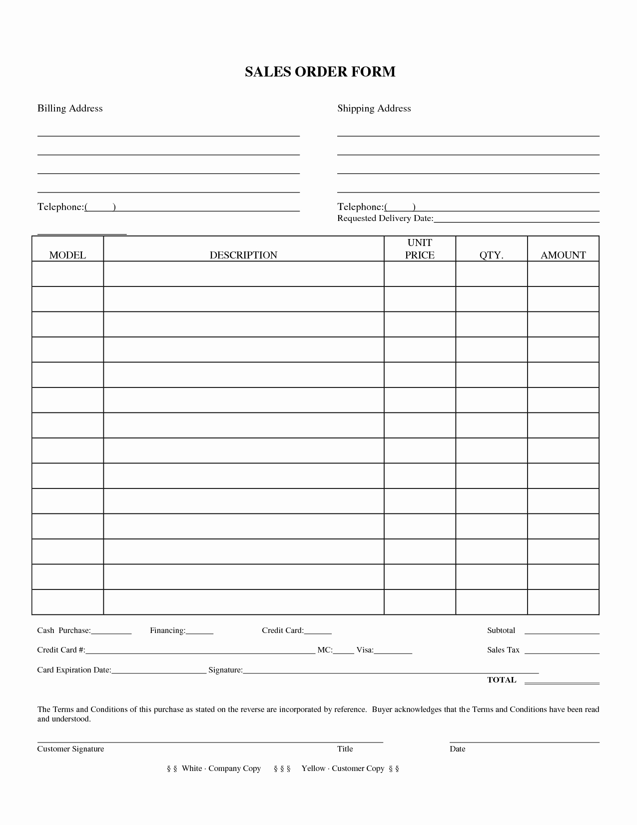 Printable order form Template Awesome Sales forms Sales order form Doc Doc