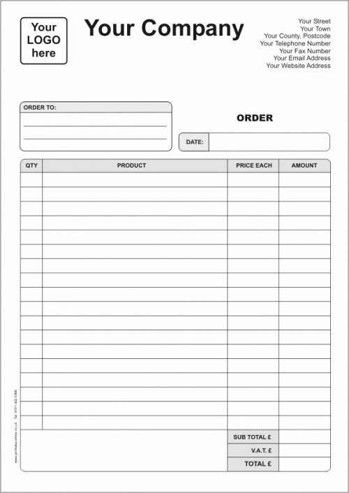 Printable order form Template Beautiful order form Template