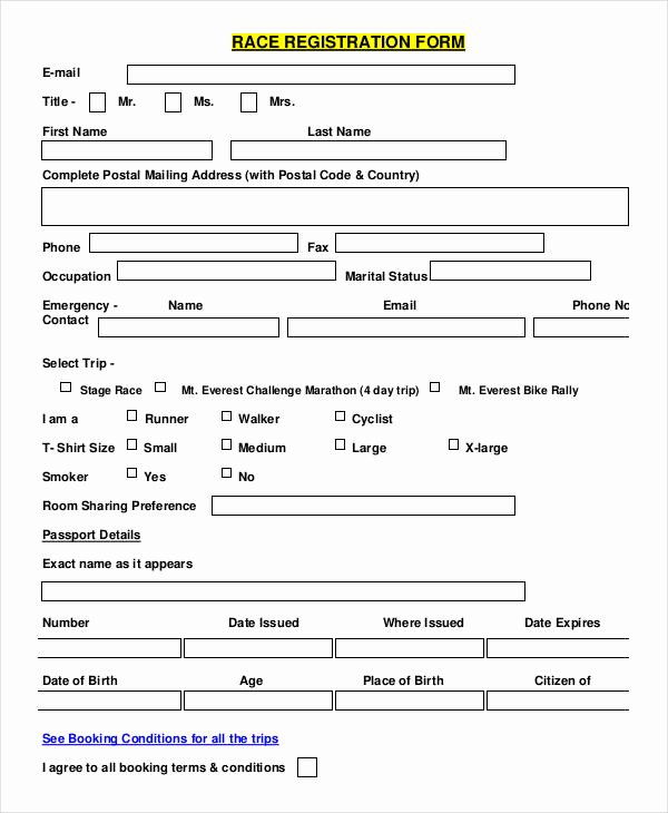 Printable Registration form Template Best Of Printable Registration form Templates 9 Free Pdf