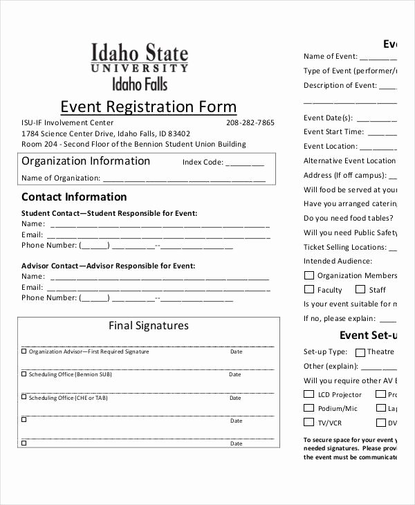 Printable Registration form Template New Printable Registration form Templates 9 Free Pdf