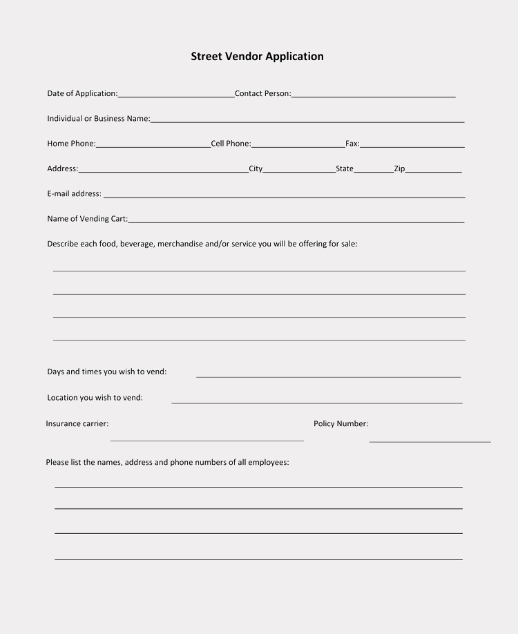 Printable Registration form Template Unique 9 Printable Blank Vendor Registration form Templates for