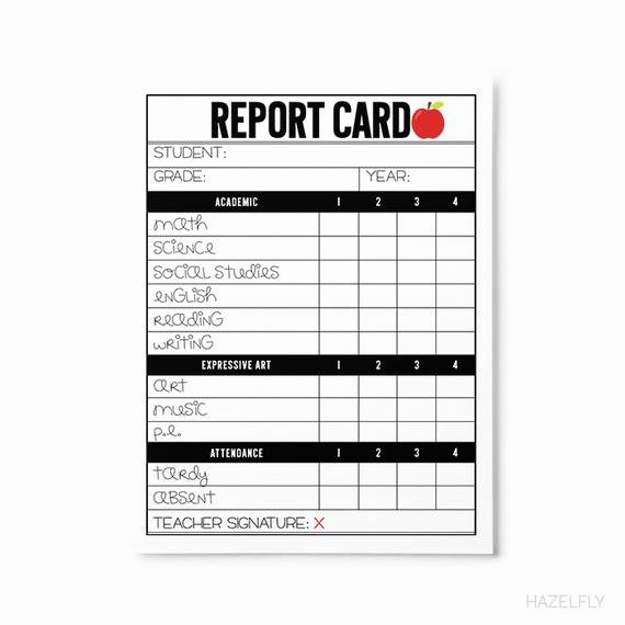 Printable Report Card Template Unique Kids Teacher Report Card Printable Play School by