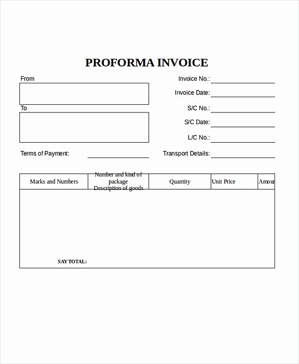 Pro forma Invoice Template Fresh Proforma Invoice Template