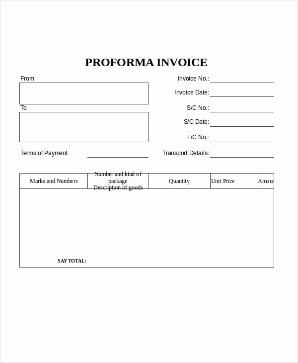 Pro forma Invoice Template Lovely Proforma Invoice 13 Free Word Excel Pdf Documents