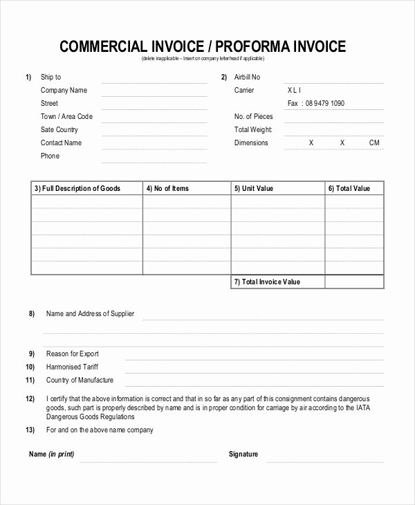 Pro forma Invoice Template Unique Proforma Invoice 13 Free Word Excel Pdf Documents