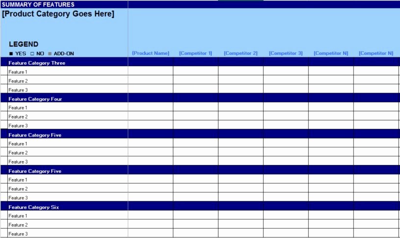 Product Comparison Template Excel Elegant Free Petitive Matrix Feature Parison Chart