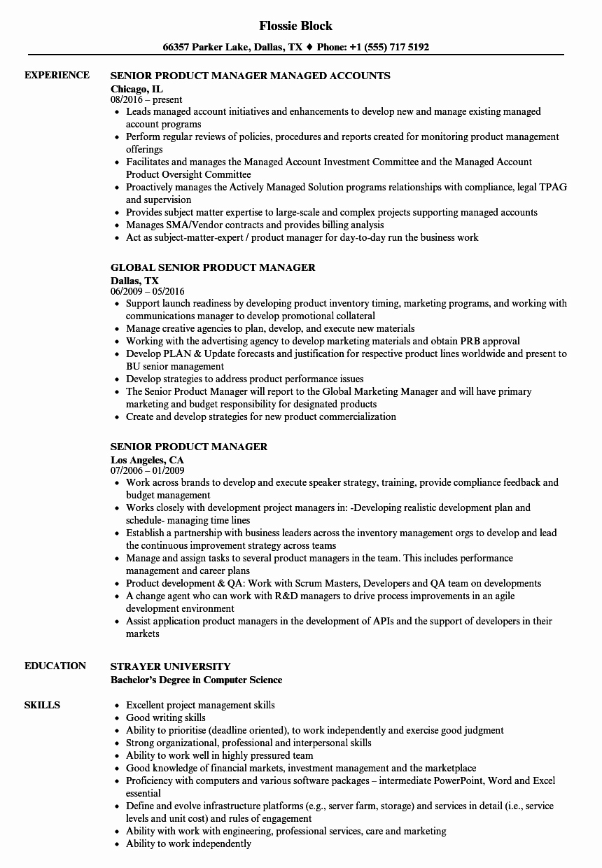 Product Manager Resume Template Best Of Senior Product Manager Resume Samples