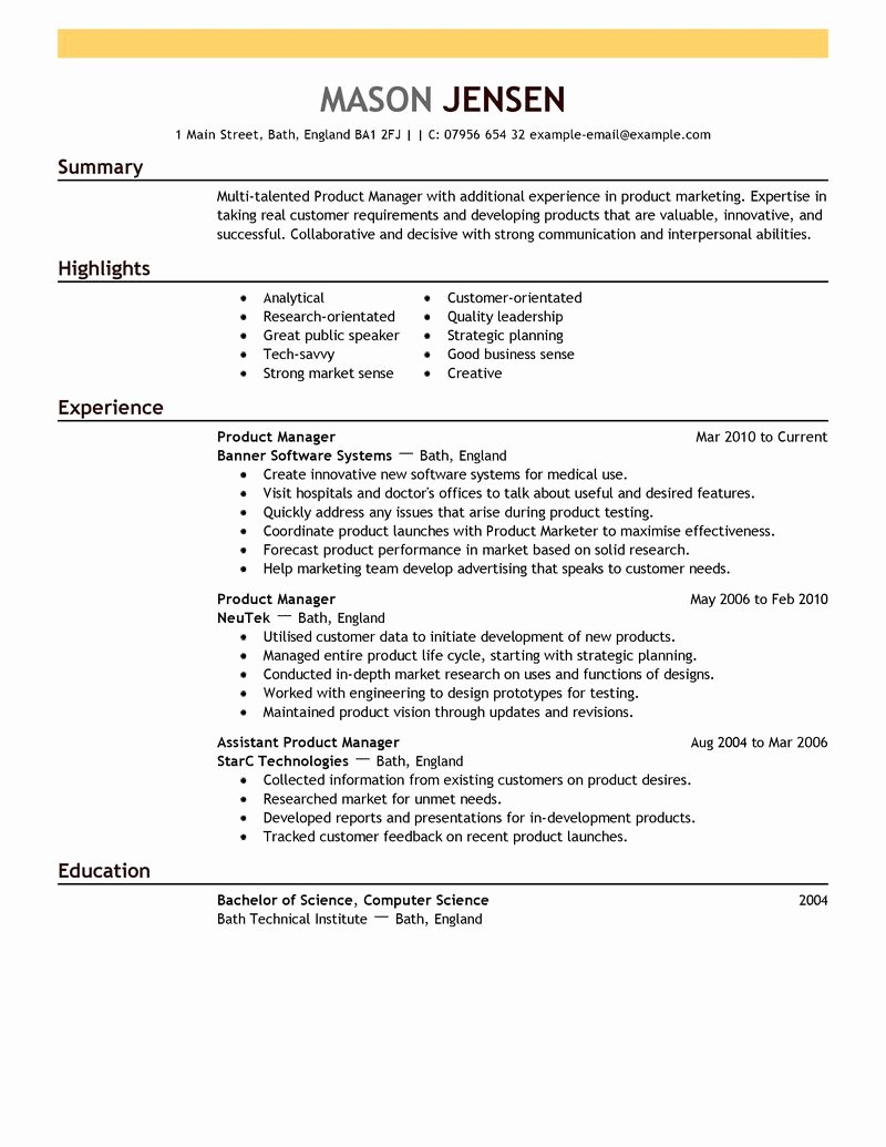 Product Manager Resume Template Unique Best Product Manager Resume Example