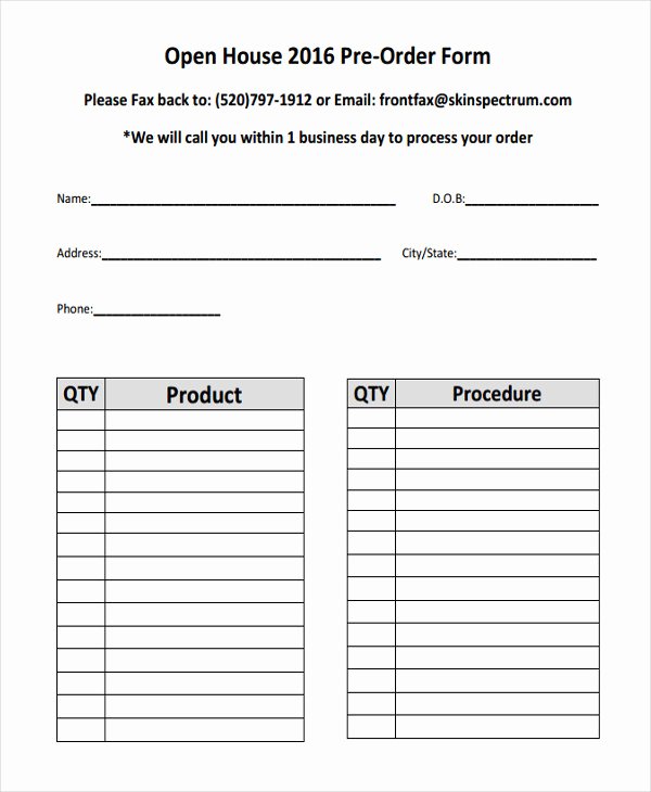 Products order form Template Fresh 9 Product order forms Free Samples Examples format