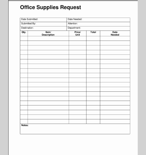 Products order form Template New Supply Request form