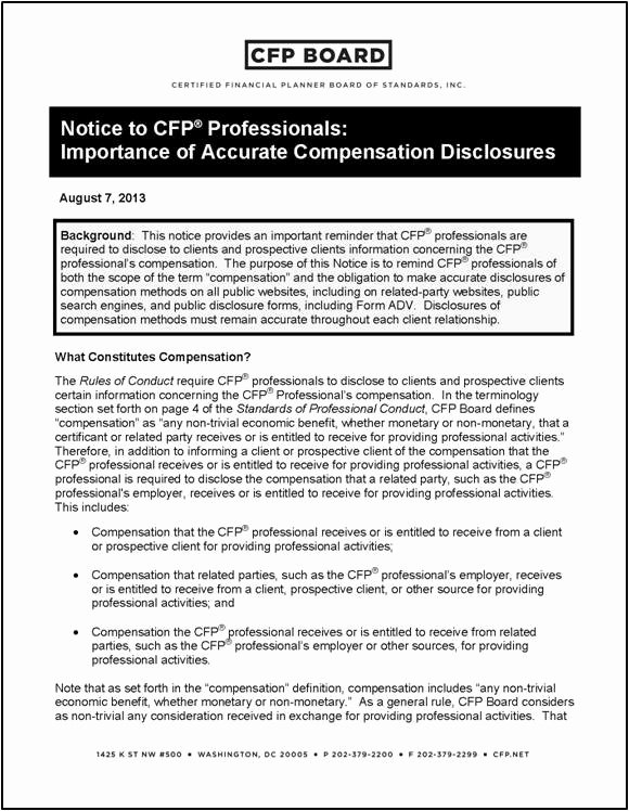 Professional Compensation Plan Template Awesome Notice to Cfp Professionals Importance Of Accurate
