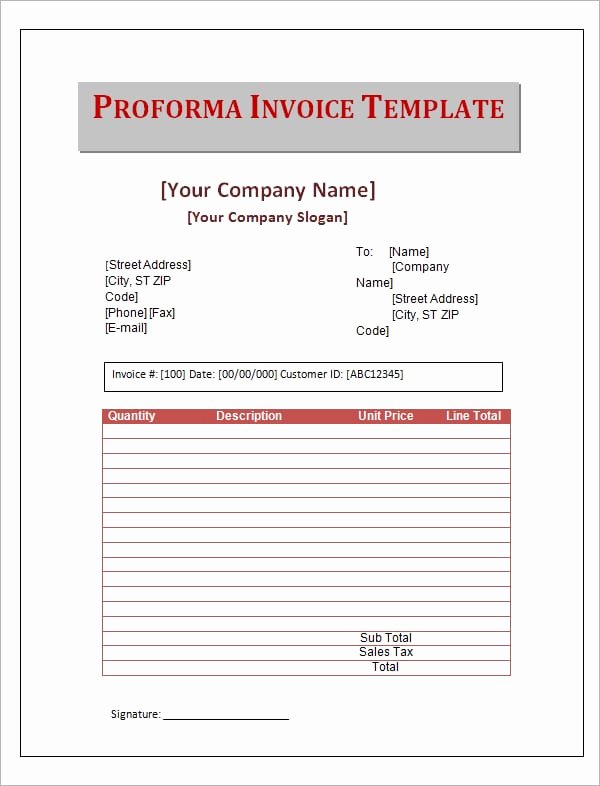 Proforma Invoice Template Excel Awesome 10 Proforma Invoice Templates Word Excel Pdf formats
