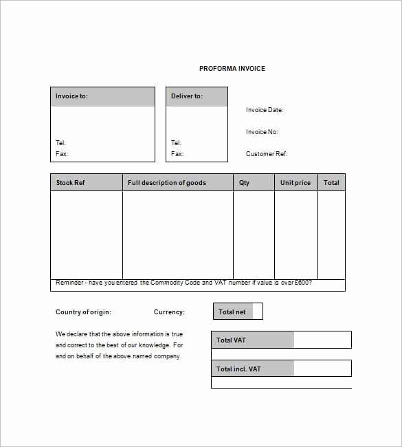 Proforma Invoice Template Excel Inspirational 10 Proforma Invoice Templates Word Excel Pdf formats