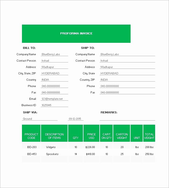 Proforma Invoice Template Excel Inspirational Proforma Invoice Template 8 Free Excel Word Pdf