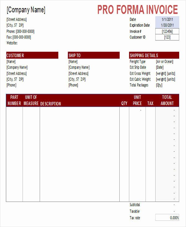 Proforma Invoice Template Excel New 6 Proforma Invoice Samples – Examples In Excel Pdf Word