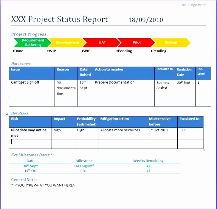Program Status Report Template Inspirational 8 Excel Project Status Report Template Exceltemplates