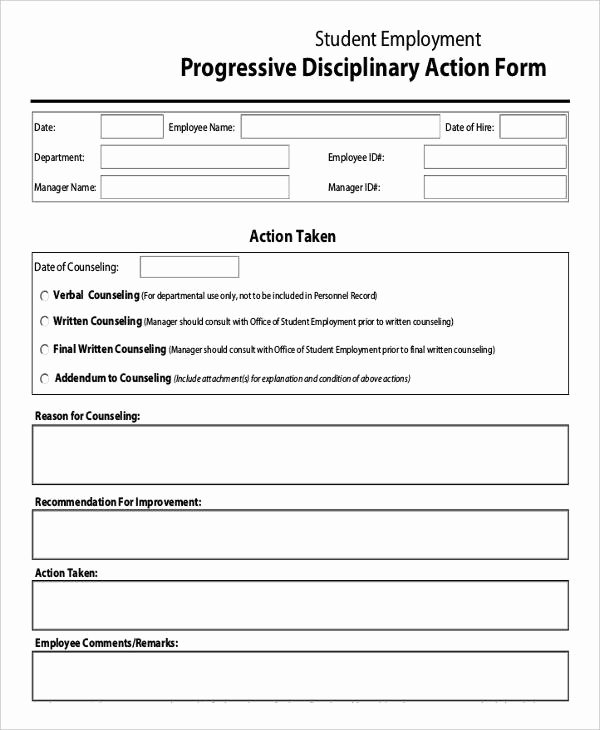 Progressive Discipline form Template Best Of Employee Discipline form 6 Free Word Pdf Documents