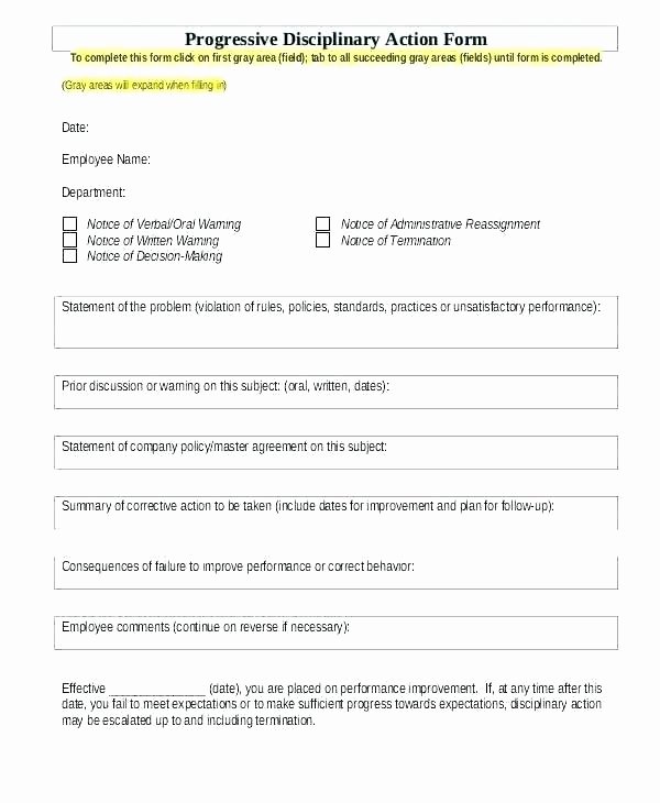 Progressive Discipline form Template Fresh Disciplinary form Template Employee Write Up Resume