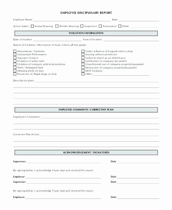 Progressive Discipline form Template New Affirmative Action Policy Template Disciplinary Image