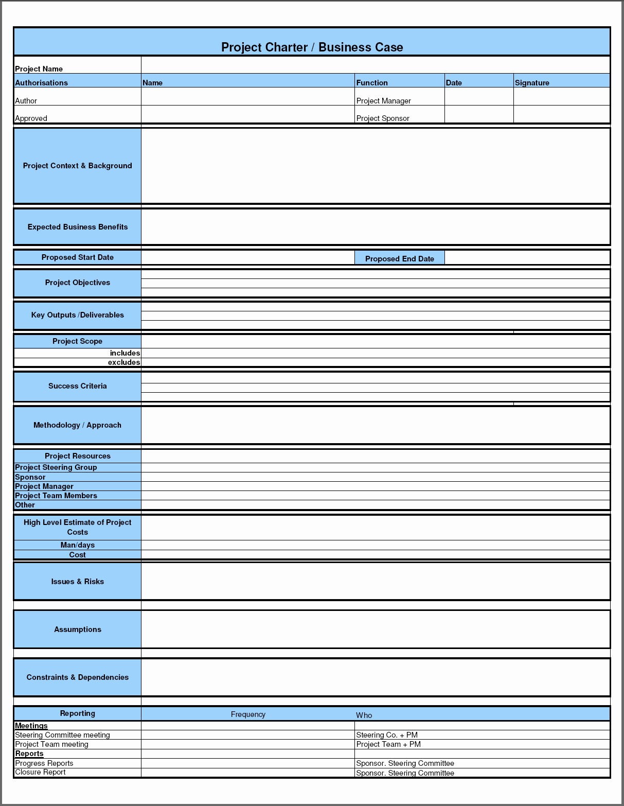 Project Charter Template Word Fresh Chart Project Charter Template