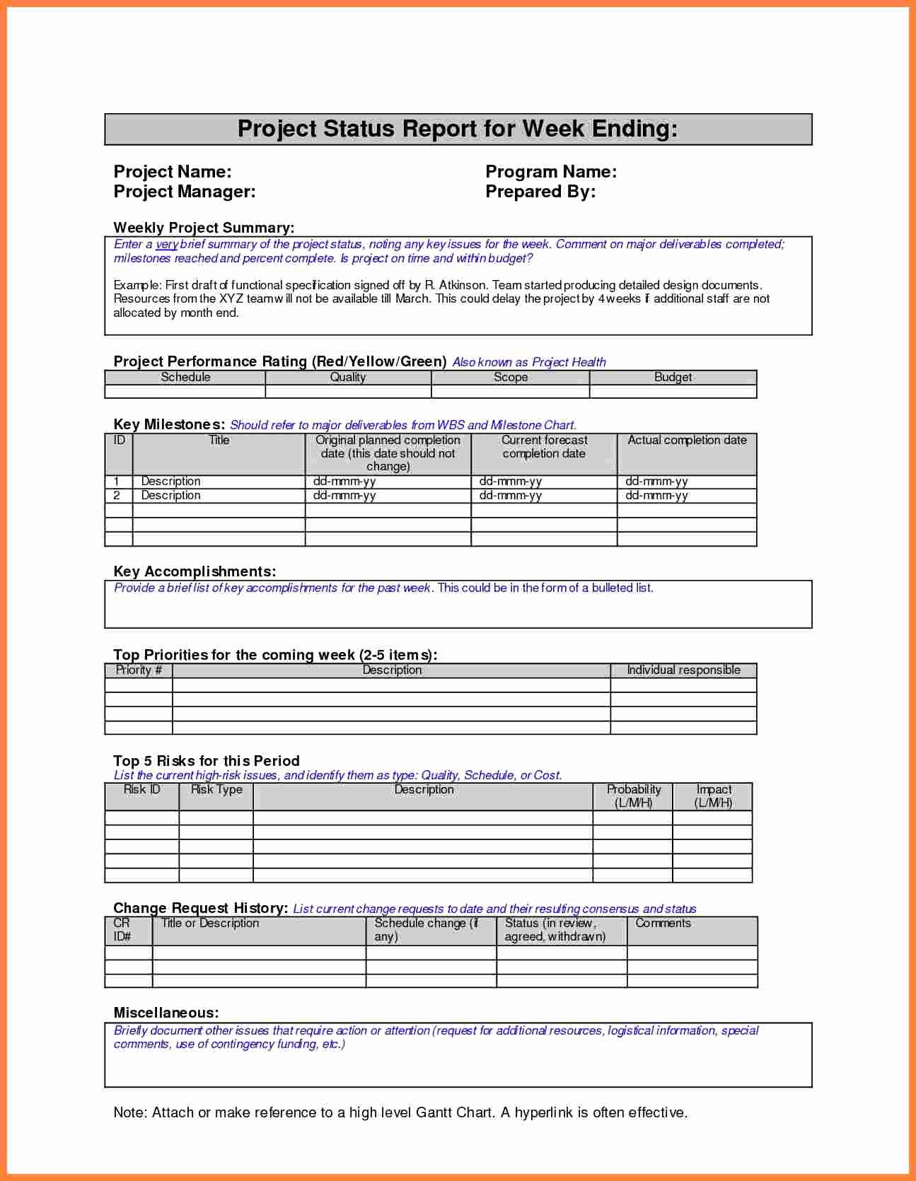 Project Management Report Template Inspirational 8 Weekly Progress Report Template Project Management