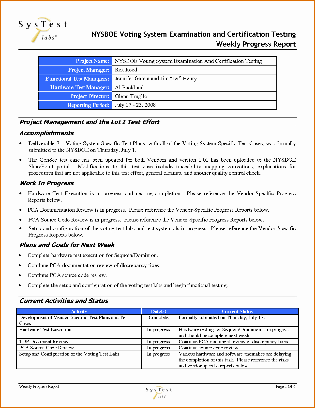 Project Management Report Template Luxury 12 Weekly Progress Report Template