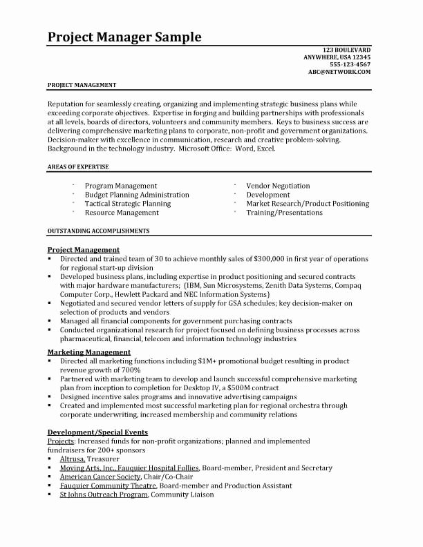 Project Manager Resume Template Luxury Project Manager Resume Resume Samples