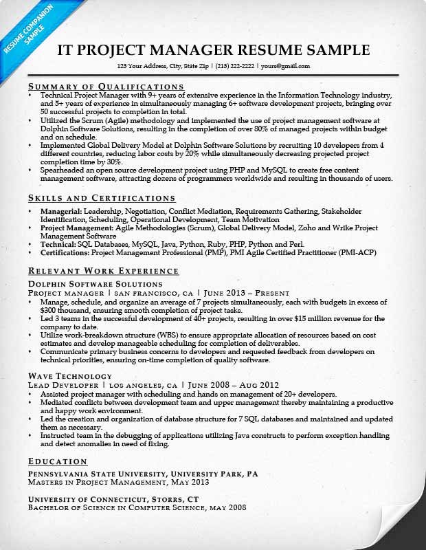 Project Manager Resume Template Unique Project Manager Resume Sample &amp; Writing Tips
