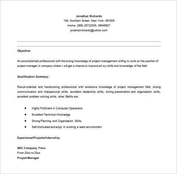 Project Manager Resume Template Unique Project Manager Resume Template 10 Free Word Excel