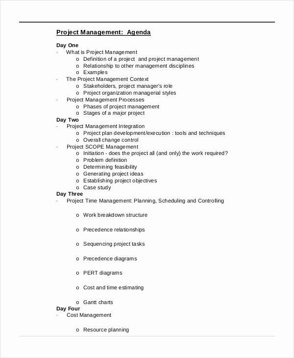 Project Meeting Agenda Template Beautiful Project Agenda Template 6 Free Word Pdf Documents