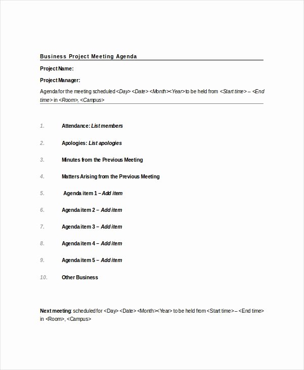 Project Meeting Agenda Template Luxury 9 Project Meeting Agenda Template Word Pdf