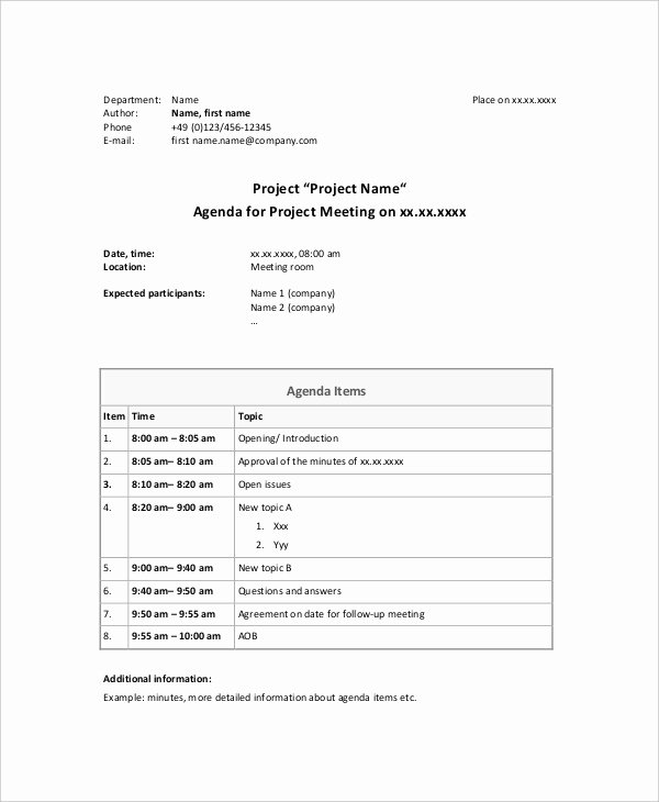Project Meeting Agenda Template New 10 Management Meeting Agenda Templates – Free Sample