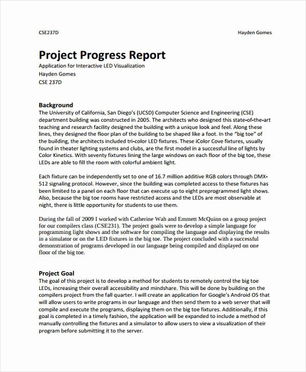 Project Progress Report Template Stcharleschill Template