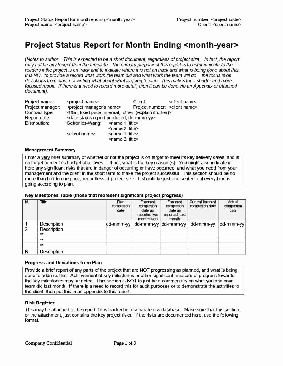 Project Report Template Word New Project Status Report Template Agile Powerpoint