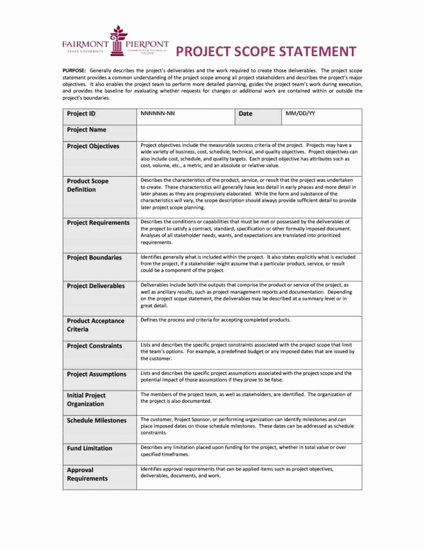 Project Scope Statement Template Awesome Statement Projecte Templates Examples Template Lab Example