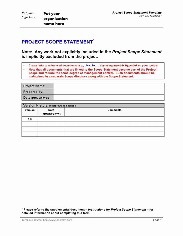 Project Scope Statement Template Lovely Project Scope Statement Template In Word and Pdf formats
