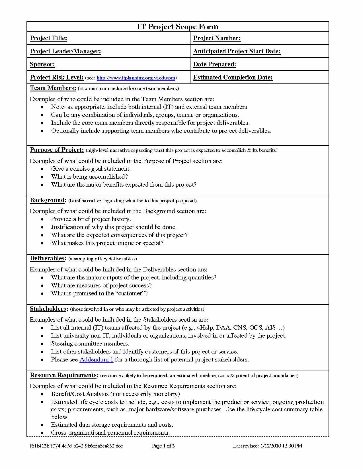 Project Scope Statement Template New Project Scope Template