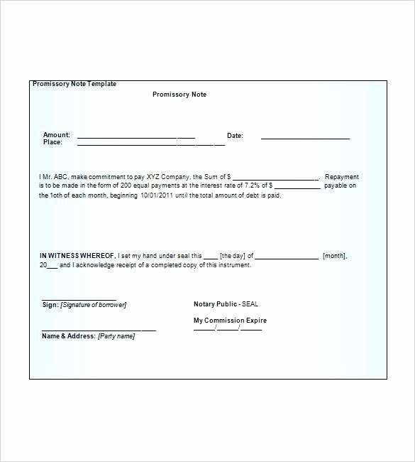 Promissory Note Template California Inspirational Blank Promissory Note Templates Free Word Excel format