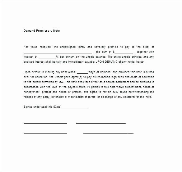 Promissory Note Template Florida Awesome Promissory Agreement Template Unsecured Promissory Note