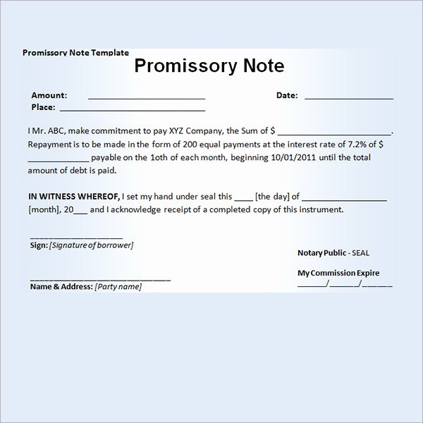 Promissory Note Template Florida Luxury 15 Promissory Note Templates