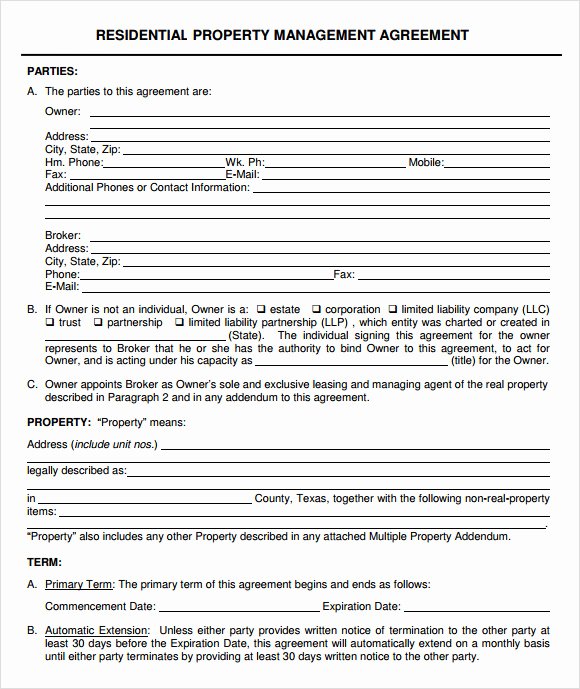 Property Management Agreement Template Awesome Property Management Agreement 10 Download Free
