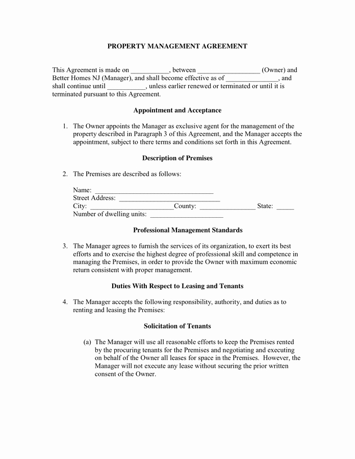 Property Management Agreement Template Beautiful Property Management Agreement Doc