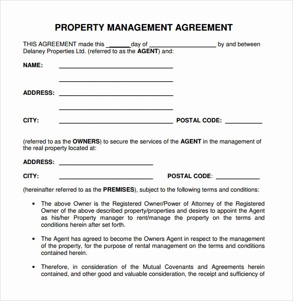 Property Management Agreement Template Lovely 12 Management Agreements to Download