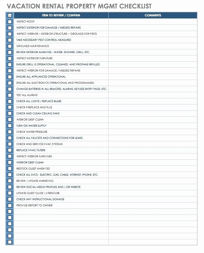 Property Management Checklist Template Best Of Vacation Rental Property Management Checklist Template