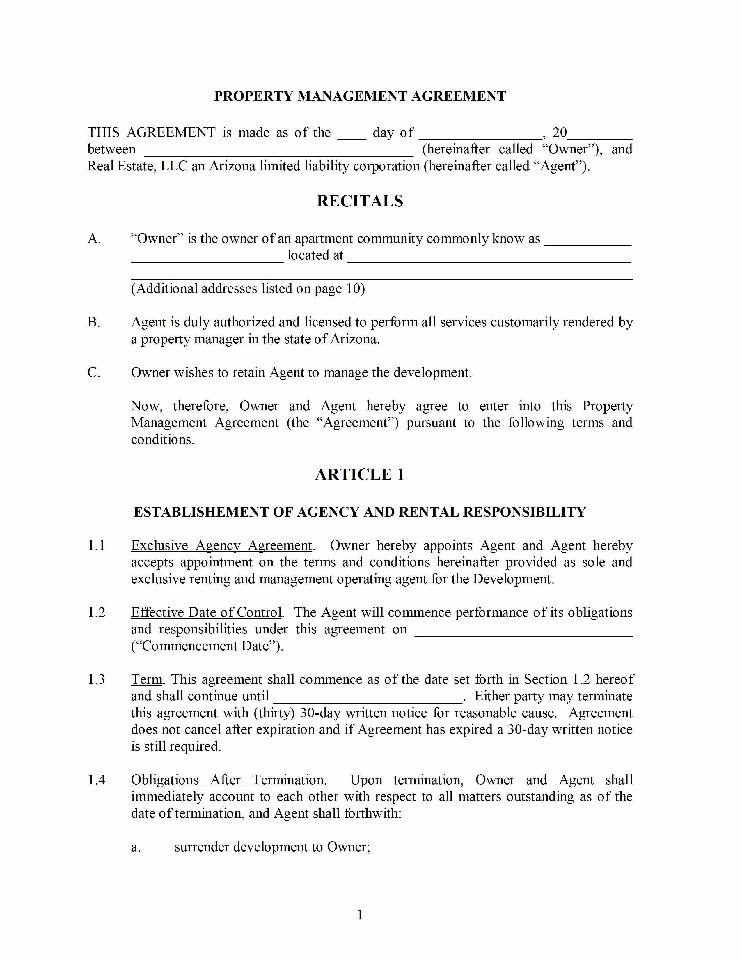 Property Management Contract Template Inspirational Property Management Contract Template