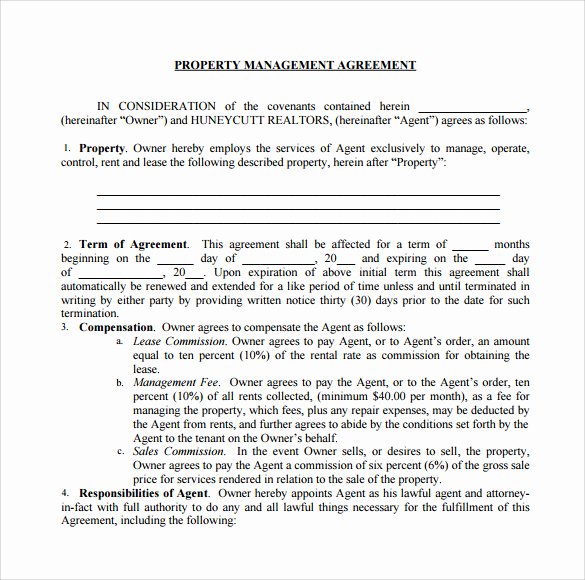 Property Management Contract Template Unique 12 Management Agreements to Download