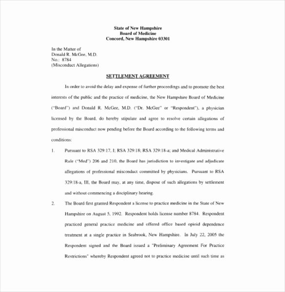 Property Settlement Agreement Template Awesome 10 Settlement Agreement Templates – Free Sample Example
