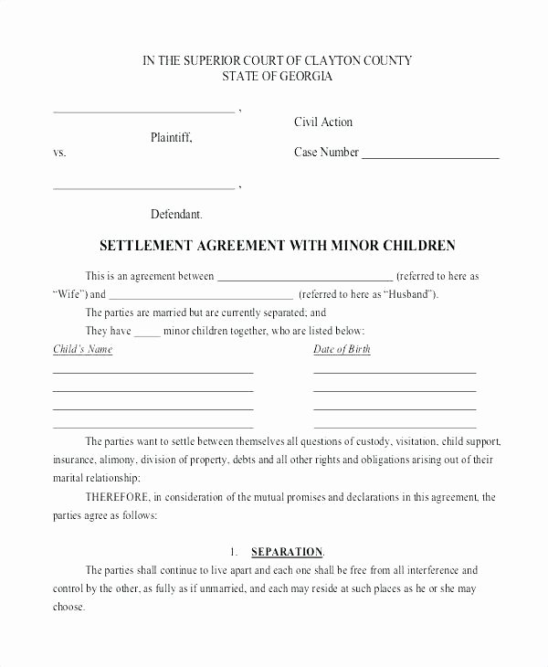 Property Settlement Agreement Template Awesome Legal Separation Agreement Template